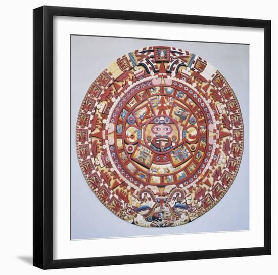 Aztec Calendar (1479), also Named "Piedra Del Sol" (Solar Stone) or "Tonalpohualli"-null-Framed Premium Giclee Print