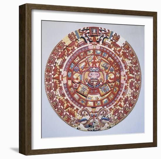 Aztec Calendar (1479), also Named "Piedra Del Sol" (Solar Stone) or "Tonalpohualli"-null-Framed Premium Giclee Print