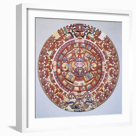Aztec Calendar (1479), also Named "Piedra Del Sol" (Solar Stone) or "Tonalpohualli"-null-Framed Art Print