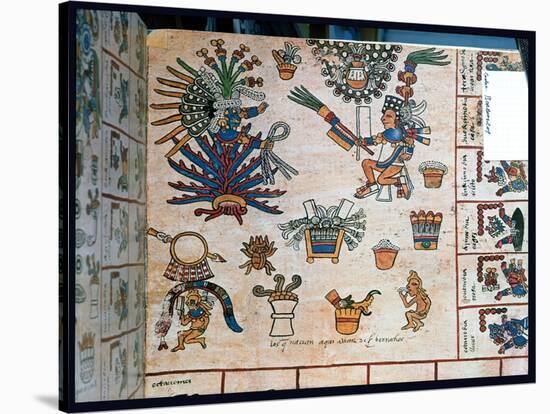 Aztec Codex Borbonicus, "Tonalamatl," Detail Depicting the Goddess Mayahuel-Pre-Columbian-Stretched Canvas