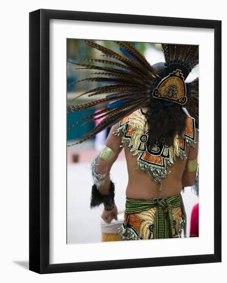 Aztec Indian Dancer, El Pueblo de Los Angeles, Los Angeles, California, USA-Walter Bibikow-Framed Photographic Print