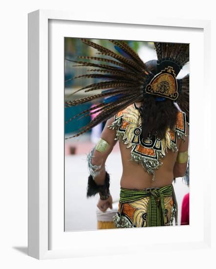 Aztec Indian Dancer, El Pueblo de Los Angeles, Los Angeles, California, USA-Walter Bibikow-Framed Photographic Print