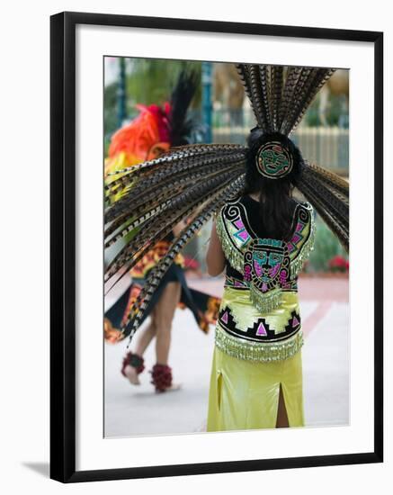 Aztec Indian Dancer, El Pueblo de Los Angeles, Los Angeles, California, USA-Walter Bibikow-Framed Photographic Print