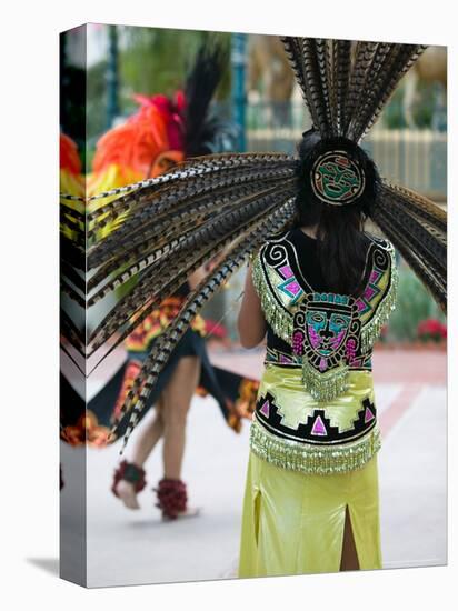 Aztec Indian Dancer, El Pueblo de Los Angeles, Los Angeles, California, USA-Walter Bibikow-Stretched Canvas