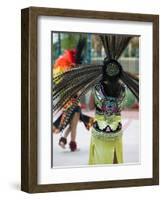 Aztec Indian Dancer, El Pueblo de Los Angeles, Los Angeles, California, USA-Walter Bibikow-Framed Photographic Print