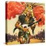 Aztec Indian Dancer-null-Stretched Canvas