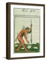 Aztec Man Planting Maize Written and Illustrated by Bernardino De Sahagun, Spanish Mid 16th Century-null-Framed Giclee Print