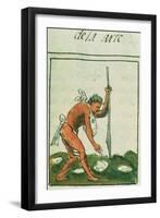 Aztec Man Planting Maize Written and Illustrated by Bernardino De Sahagun, Spanish Mid 16th Century-null-Framed Giclee Print