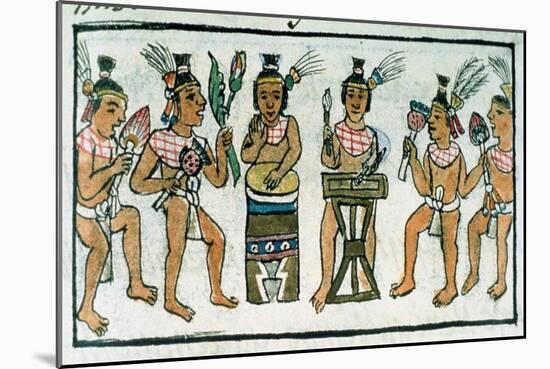 Aztec Musicians from an Account of Aztec Crafts in Central Mexico-null-Mounted Giclee Print