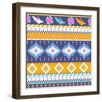 Aztec Pattern-tomuato-Framed Art Print
