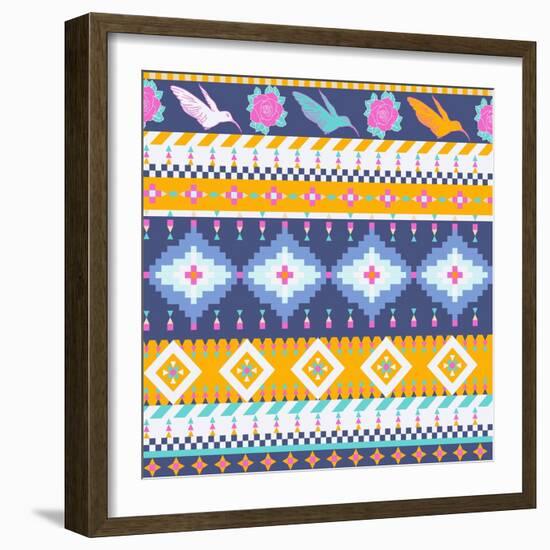 Aztec Pattern-tomuato-Framed Art Print