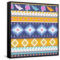 Aztec Pattern-tomuato-Framed Stretched Canvas