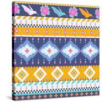 Aztec Pattern-tomuato-Stretched Canvas