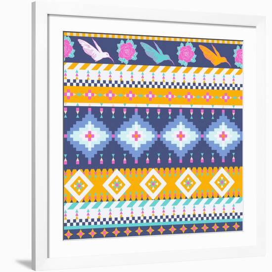 Aztec Pattern-tomuato-Framed Art Print