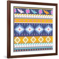 Aztec Pattern-tomuato-Framed Art Print