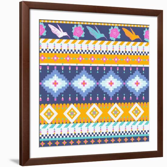 Aztec Pattern-tomuato-Framed Art Print