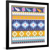 Aztec Pattern-tomuato-Framed Art Print