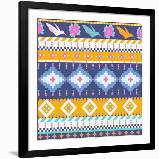 Aztec Pattern-tomuato-Framed Art Print