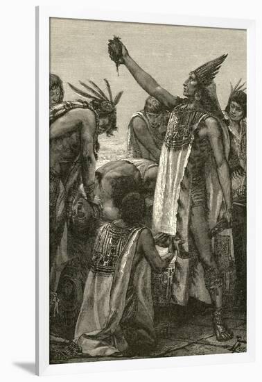 Aztec Priest Holding Heart from Human Sacrifice, 1892-null-Framed Giclee Print