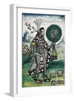 Aztec Prince with a Feather Fan from the History of the Indies, 1579-Diego Duran-Framed Giclee Print