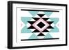 Aztec Teal Pink-Jace Grey-Framed Art Print