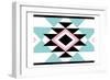 Aztec Teal Pink-Jace Grey-Framed Art Print