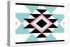 Aztec Teal Pink-Jace Grey-Stretched Canvas