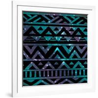 Aztec Tribal Seamless Pattern on Cosmic Background-OliaFedorovsky-Framed Art Print