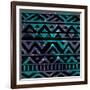 Aztec Tribal Seamless Pattern on Cosmic Background-OliaFedorovsky-Framed Art Print