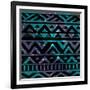 Aztec Tribal Seamless Pattern on Cosmic Background-OliaFedorovsky-Framed Art Print