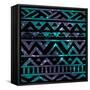 Aztec Tribal Seamless Pattern on Cosmic Background-OliaFedorovsky-Framed Stretched Canvas