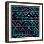 Aztec Tribal Seamless Pattern on Cosmic Background-OliaFedorovsky-Framed Art Print