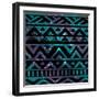 Aztec Tribal Seamless Pattern on Cosmic Background-OliaFedorovsky-Framed Art Print