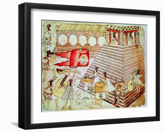 Aztec Warriors Defending the Temple of Tenochtitlan Against Conquistadors, 1519-1521-null-Framed Giclee Print
