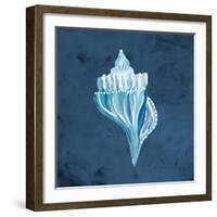 Azul Dotted Seashell on Navy I-Gina Ritter-Framed Art Print