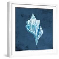 Azul Dotted Seashell on Navy I-Gina Ritter-Framed Art Print