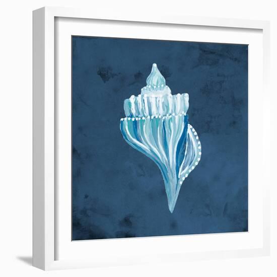 Azul Dotted Seashell on Navy I-Gina Ritter-Framed Art Print