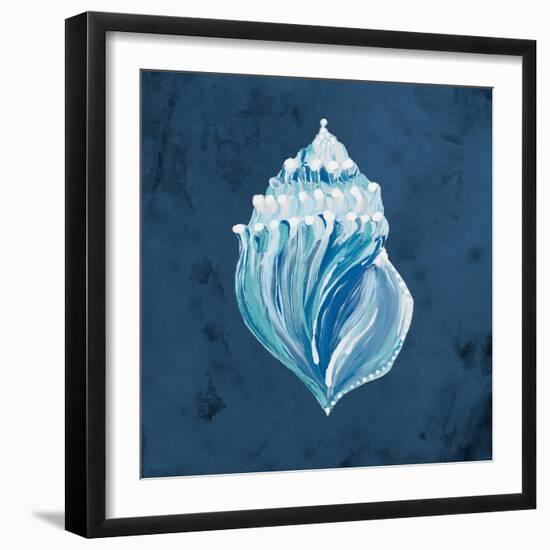 Azul Dotted Seashell on Navy II-Gina Ritter-Framed Art Print