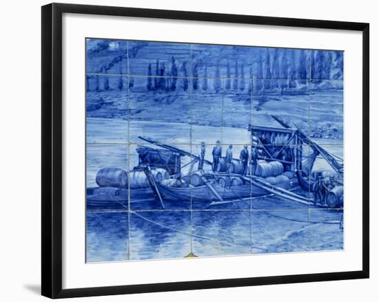 Azulejos Showing Port Barges, Pinhao Railway Station, Douro Region, Portugal, Europe-Harding Robert-Framed Photographic Print