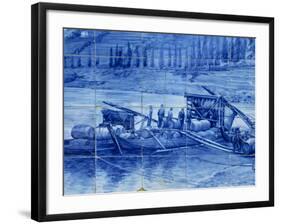 Azulejos Showing Port Barges, Pinhao Railway Station, Douro Region, Portugal, Europe-Harding Robert-Framed Photographic Print