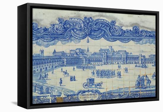 Azulejos Tiles Depicting the Praca Do Comercio, Lisbon-null-Framed Stretched Canvas