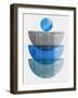 Azure Blue and Gray Half Moons-Eline Isaksen-Framed Art Print