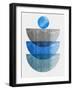 Azure Blue and Gray Half Moons-Eline Isaksen-Framed Art Print