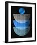 Azure Blue and Gray on Black Half Moons-Eline Isaksen-Framed Art Print