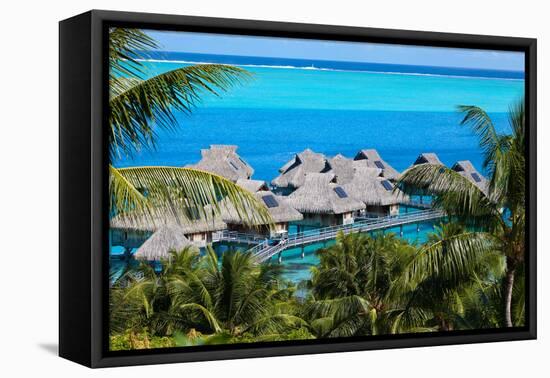 Azure Lagoon of Island Bora Bora Polynesia.-Konstik-Framed Stretched Canvas