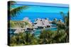 Azure Lagoon of Island Bora Bora Polynesia.-Konstik-Stretched Canvas