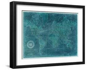 Azure World Map-Vision Studio-Framed Art Print