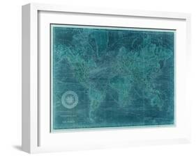 Azure World Map-Vision Studio-Framed Art Print