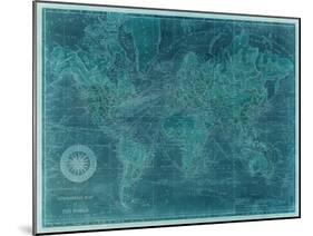 Azure World Map-Vision Studio-Mounted Art Print