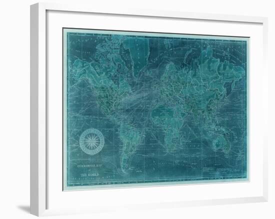 Azure World Map-Vision Studio-Framed Art Print